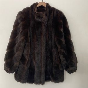 Fabulous Furs | Cruelty Free Vegan Faux Mink Hershey Brown Oversized Coat 13042
